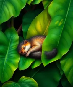 Sleeping Beneath Papaya Leaves Paint By Numbers