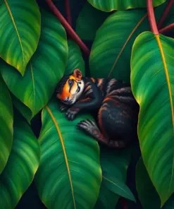 Sleeping Beneath Papaya Leaves Paint By Numbers