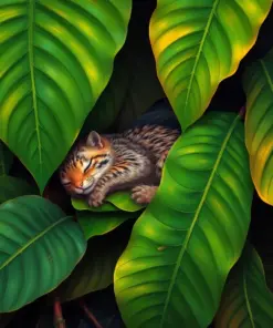 Sleeping Beneath Papaya Leaves Paint By Numbers