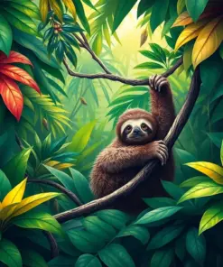 Sloth In Tropical Canopy Paint By Numbers