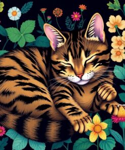 Slumbering Botanical Encyclopedia Tabby Paint By Numbers