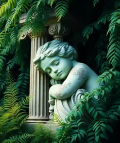 Slumbering Caryatid Beneath Ferns Paint By Numbers