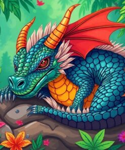 Slumbering Dragon Realistic Jungle Paint By Numbers