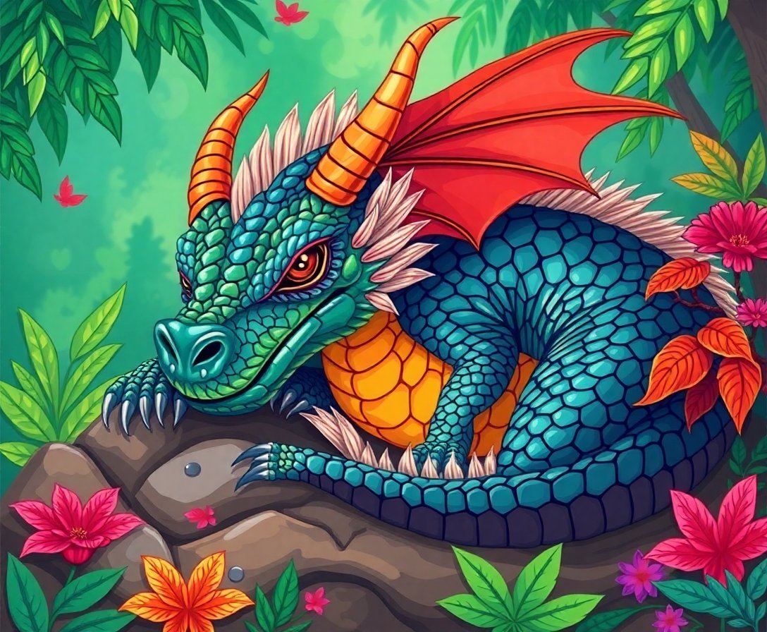 slumbering-dragon-realistic-jungle-paint-by-numbers-kit