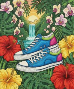 Sneakers Amidst Tropical Blooms Paint By Numbers