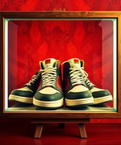 Sneakers Behind Vintage Glass Paint By Numbers