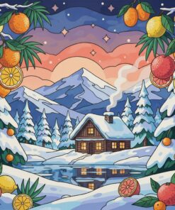 Snowy Chalet Exotic Citrus Paint By Numbers