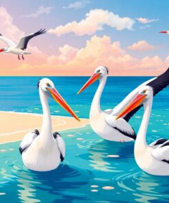 Soaring Seaside Vintage Pelicans Paint By Numbers