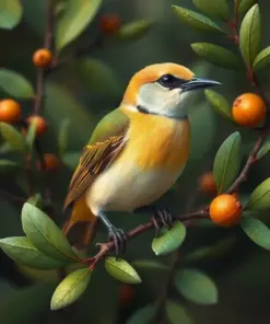 Soft Olive Fig Bird paint by numbers