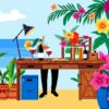 Sommelier Tropical Work Desk Paint By Numbers