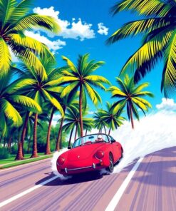 Speeding Through Tropical Palms Paint By Numbers