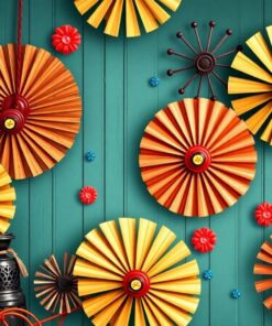 Spinning Heritage Wooden Fans Paint By Numbers