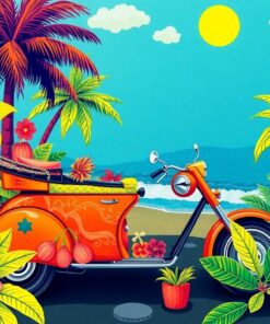 Spinning Vintage Tropical Vinyl Paint By Numbers