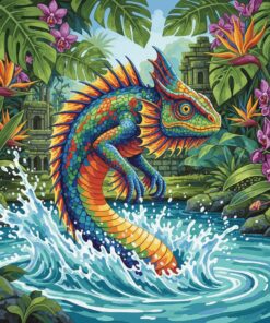 Splashing Realistic Tropical Cryptid Paint By Numbers