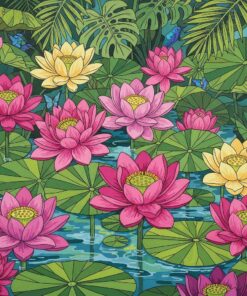 Springtime Tropical Lotus Bloom Paint By Numbers
