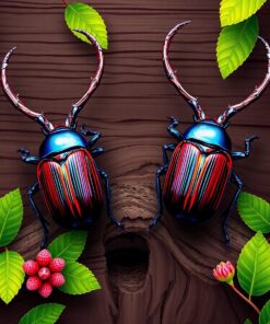Stag Beetles In Wood Paint By Numbers