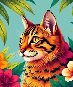 Stalking Vintage Tropical Feline Paint By Numbers