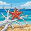 Starfish On Bleached Root Paint By Numbers