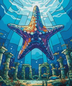 Starfish Over Vintage Ruins Paint By Numbers