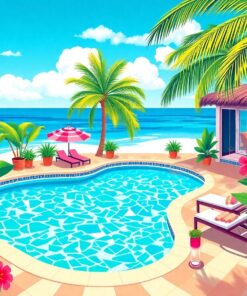 Starlet Tropical Poolside Retreat Paint By Numbers