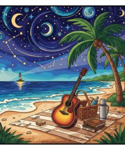 Starlit Vintage Beach Acoustic Paint By Numbers