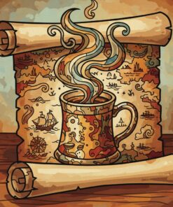 Steaming Brew Antique Map Paint By Numbers