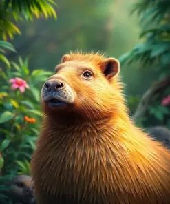 Steaming Rainforest Capybara Clan Paint By Numbers