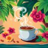 Steaming Tropical Coffee Scene Paint By Numbers