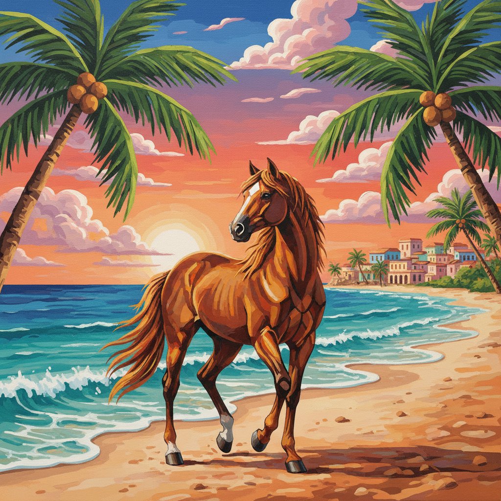 steed-on-cuban-shores-paint-by-numbers-kit-tropical-art