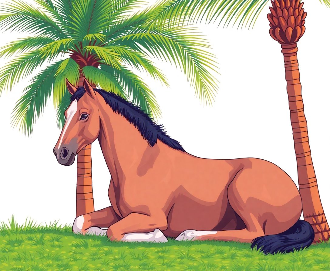 Steed Resting Under Palms Paint By Numbers - Heritage Art completed