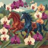 Steeds Amidst Vintage Orchids Paint By Numbers