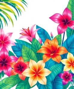 Stripes Amidst Tropical Blooms Paint By Numbers