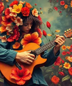 Strumming Realistic Floral Strings Paint By Numbers