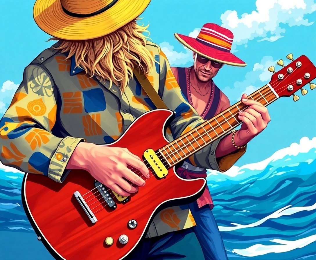 Strumming Realistic Surf Tunes Paint By Numbers Kit completed