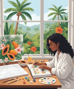Studying With Tropical Papaya Paint By Numbers