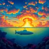 Submarine Beneath Erupting Skies Paint By Numbers