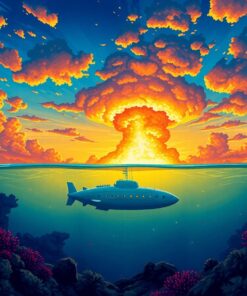 Submarine Beneath Erupting Skies Paint By Numbers