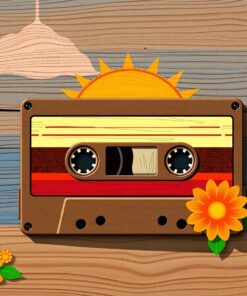 Sunbaked Cassette On Wood Paint By Numbers