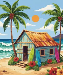 Sunbaked Hawaiian Surf Hut Paint By Numbers