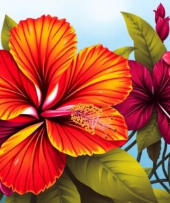 Sunbaked Maroon Hibiscus Paint By Numbers