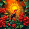 Sunbird Amidst Red Ginger Paint By Numbers