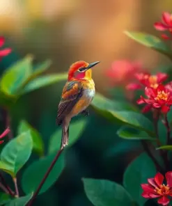 Sunbird Amidst Red Ginger Paint By Numbers