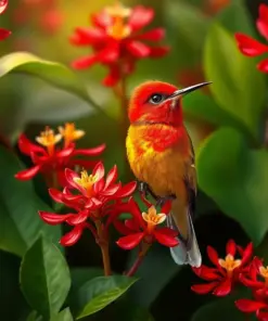 Sunbird Amidst Red Ginger Paint By Numbers