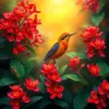 Sunbird Amidst Red Ginger Paint By Numbers