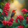 Sunbird Amidst Red Ginger Paint by Numbers