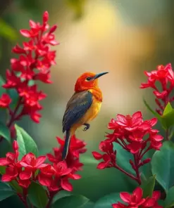 Sunbird Amidst Red Ginger Paint by Numbers