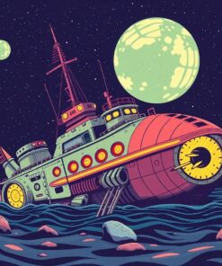 Sunken Retro Alien Ship Paint By Numbers