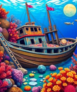 Sunken Vintage Reef Vessel Paint By Numbers