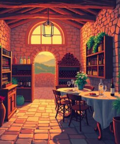 Sunlit Aged Wine Room Paint By Numbers