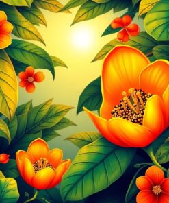 Sunlit Art Nouveau Papaya Paint By Numbers